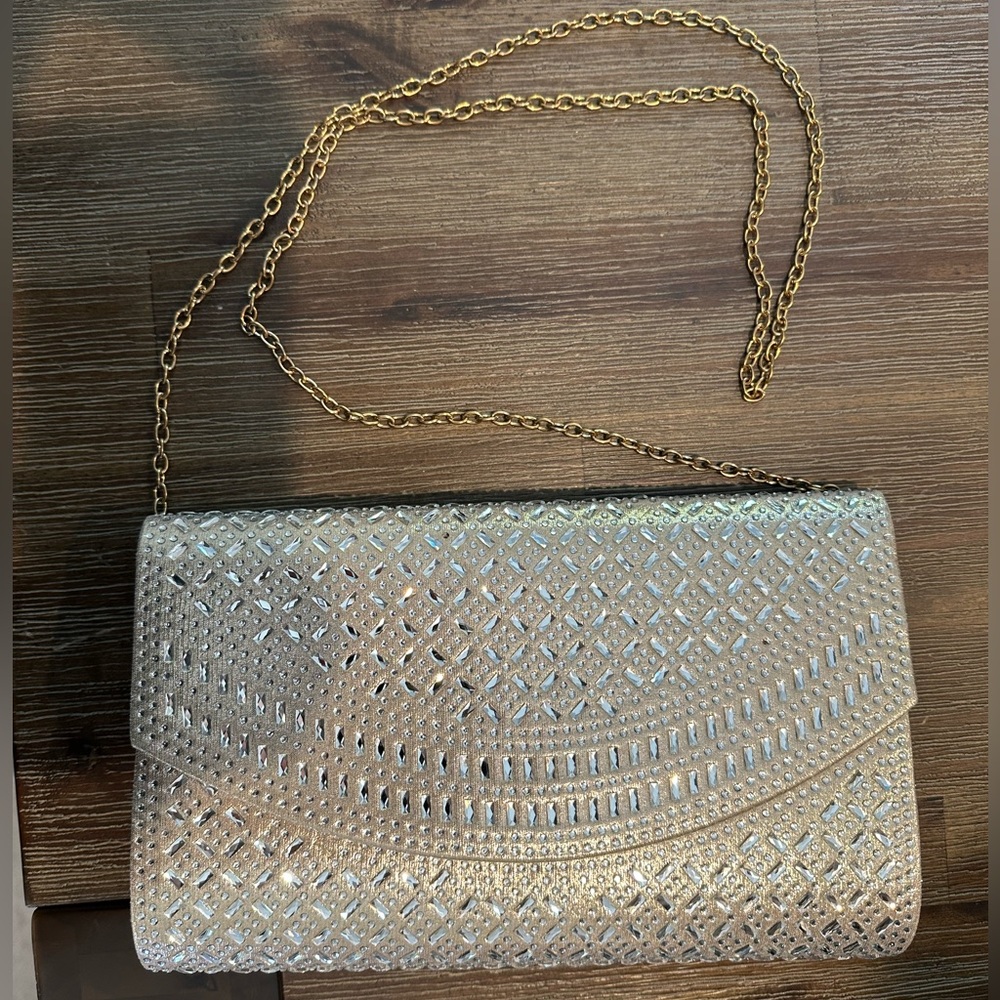 Elegant Gold Diamond Clutch Bag